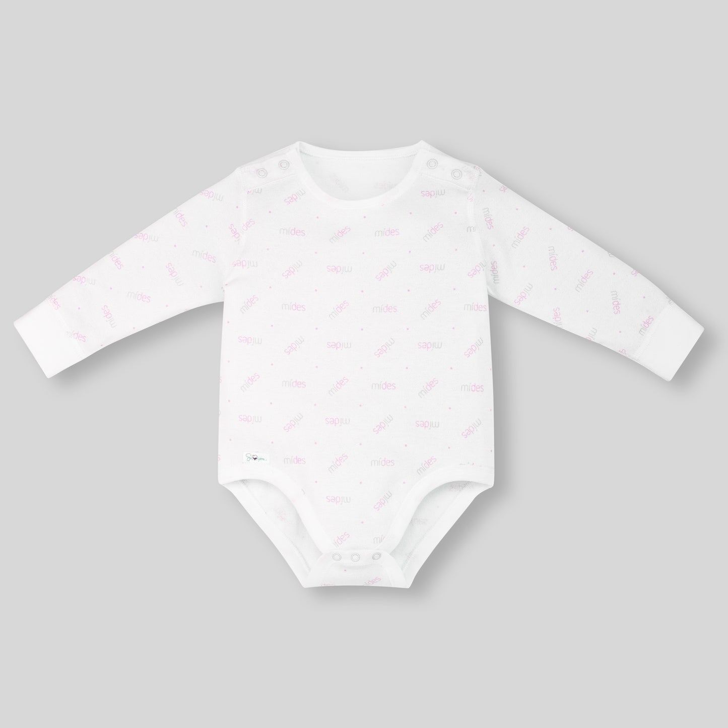 MiDes Long Sleeve Bodysuit - Pink LOGO Print