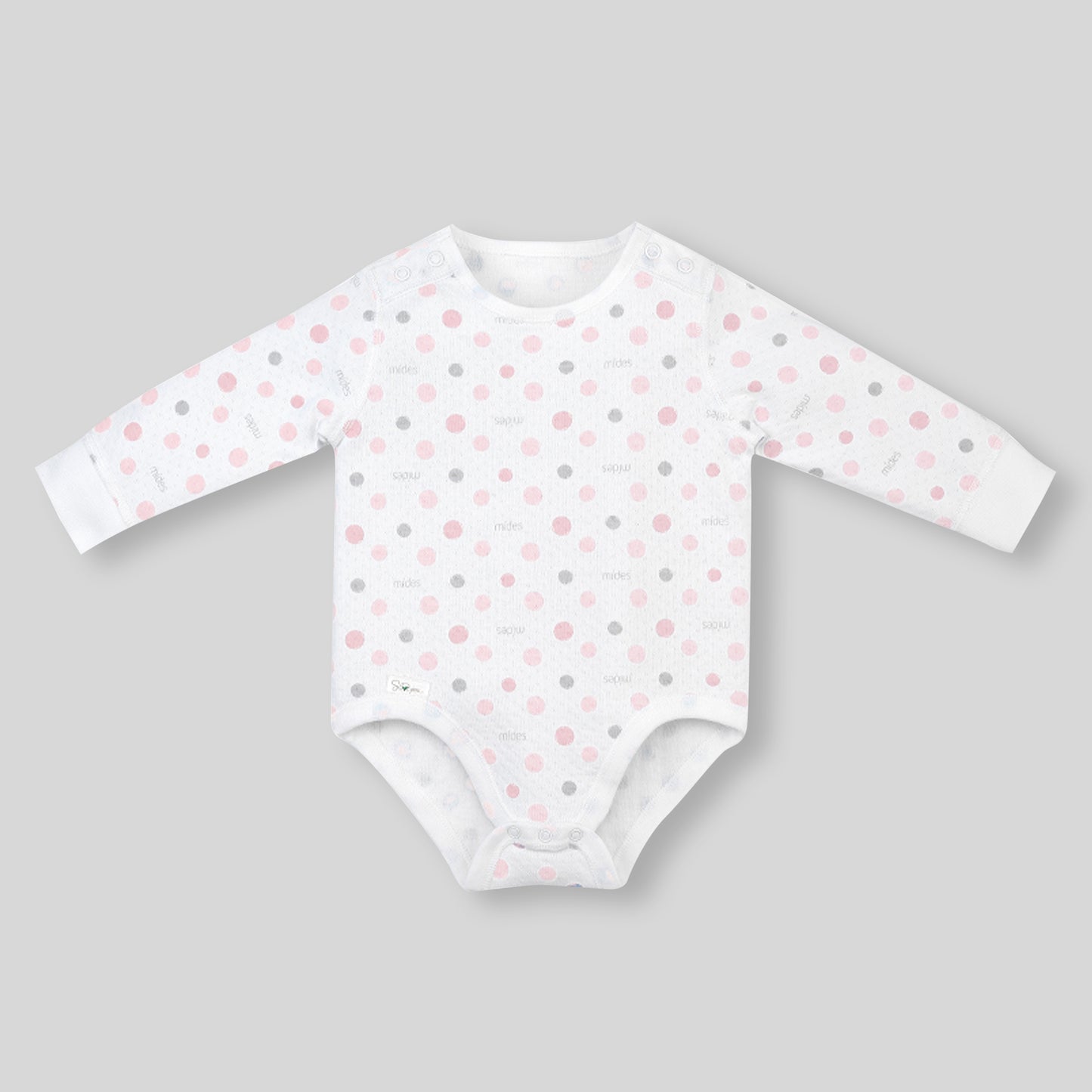 MiDes Long Sleeve Bodysuit- Jacquard - Pink Dot Print