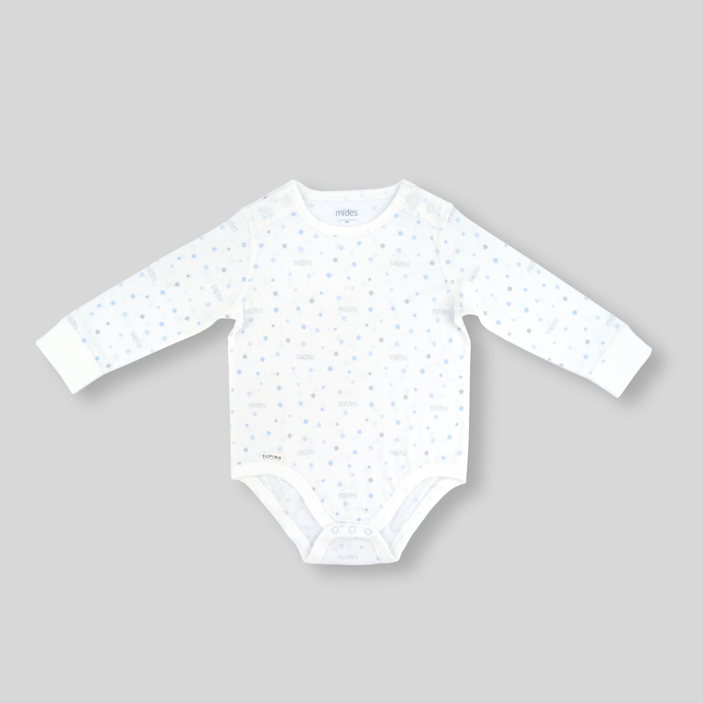 MiDes Supima Long Sleeve Bodysuit - Blue Square Print