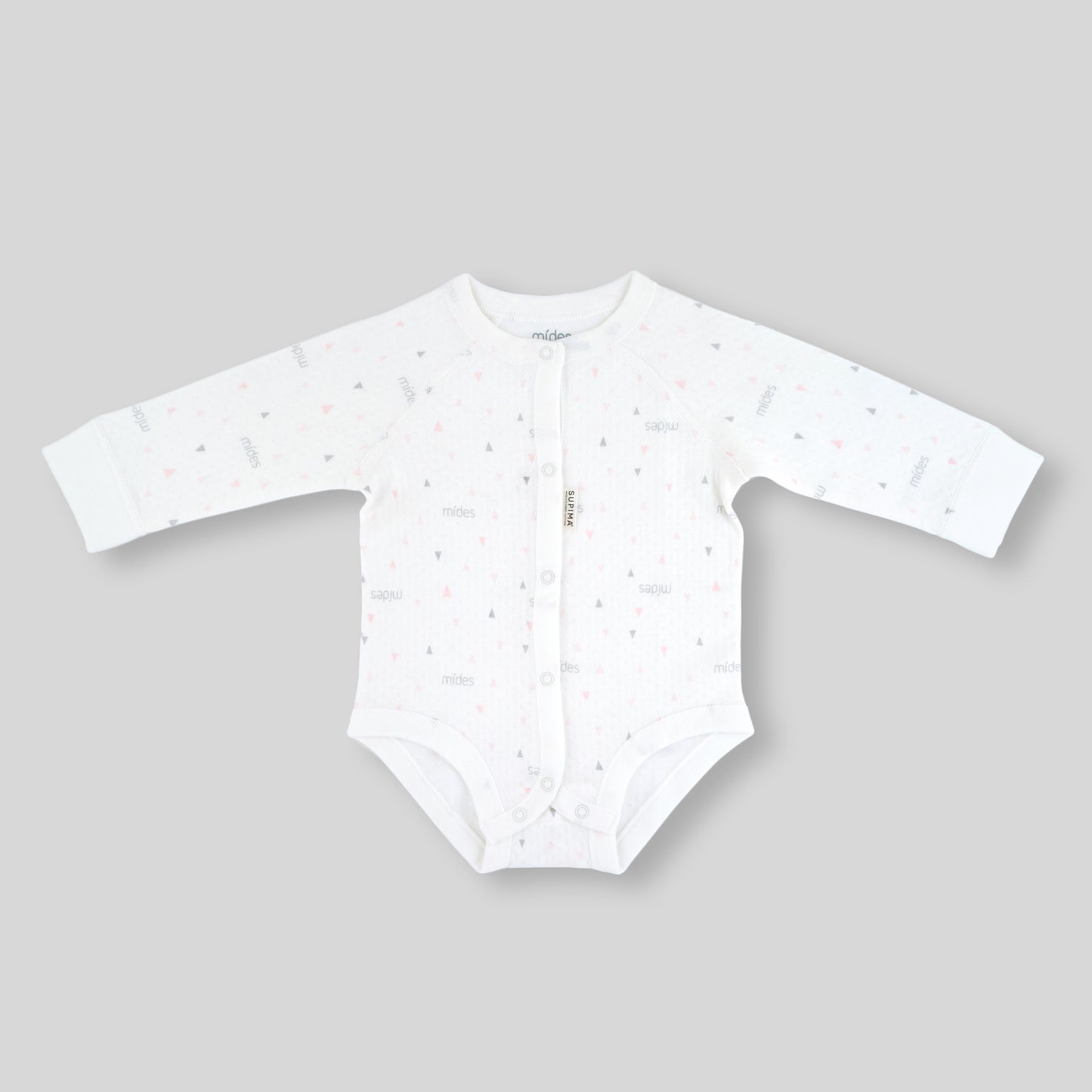 MiDes Supima Long Sleeve Bodysuit - Jacquard - Pink Triangle Print