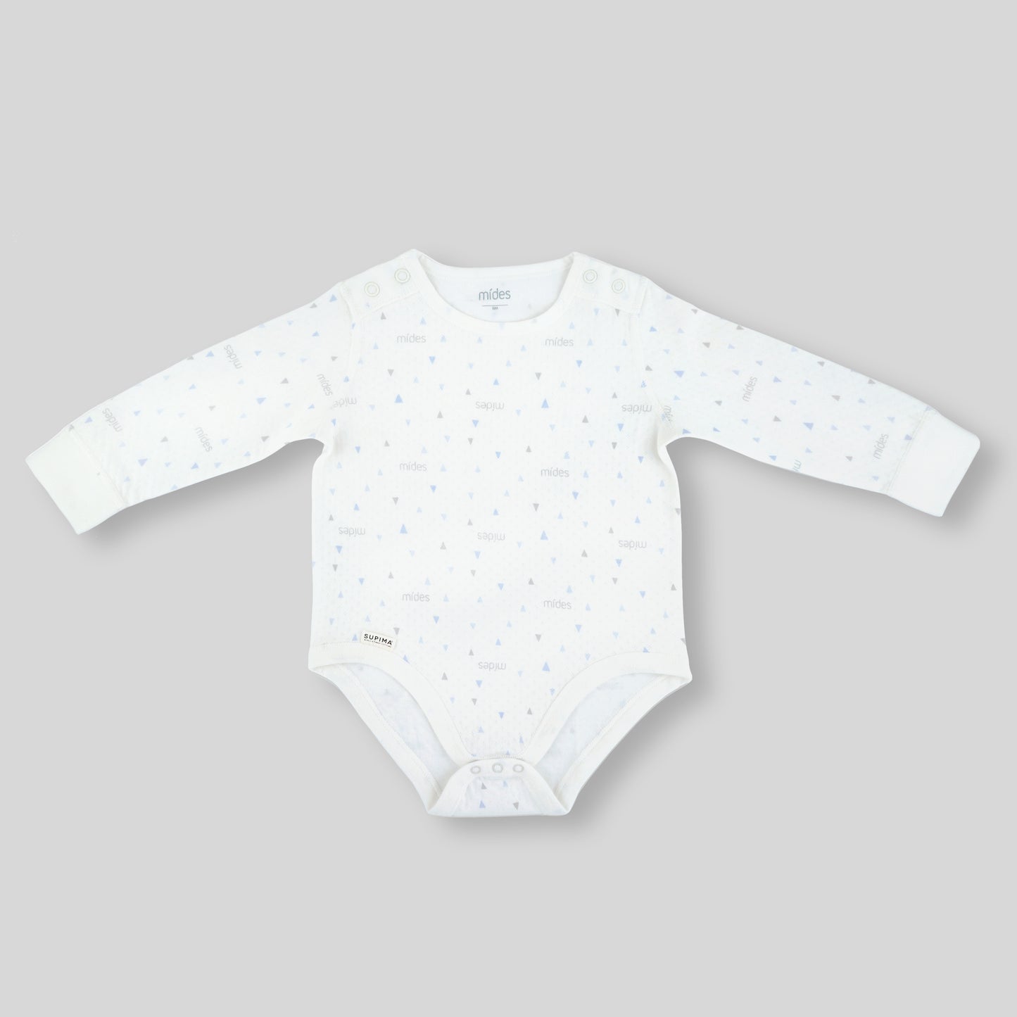 MiDes Supima Long Sleeve Bodysuit- Jacquard - Blue Triangle Print