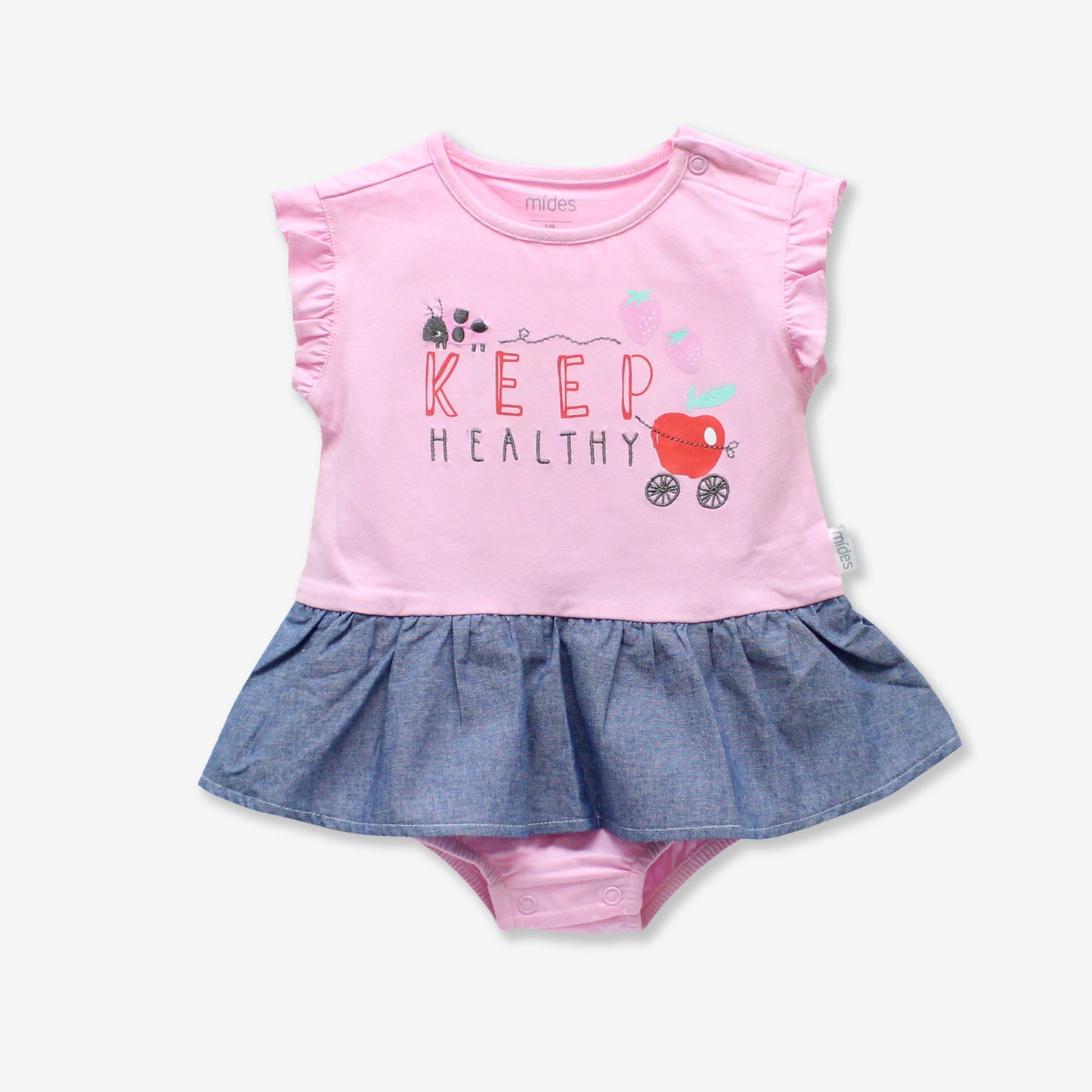 MiDes │ Fruit Paradise │ Infants Short Sleeve Bodysuit (Light Pink/Fruit)