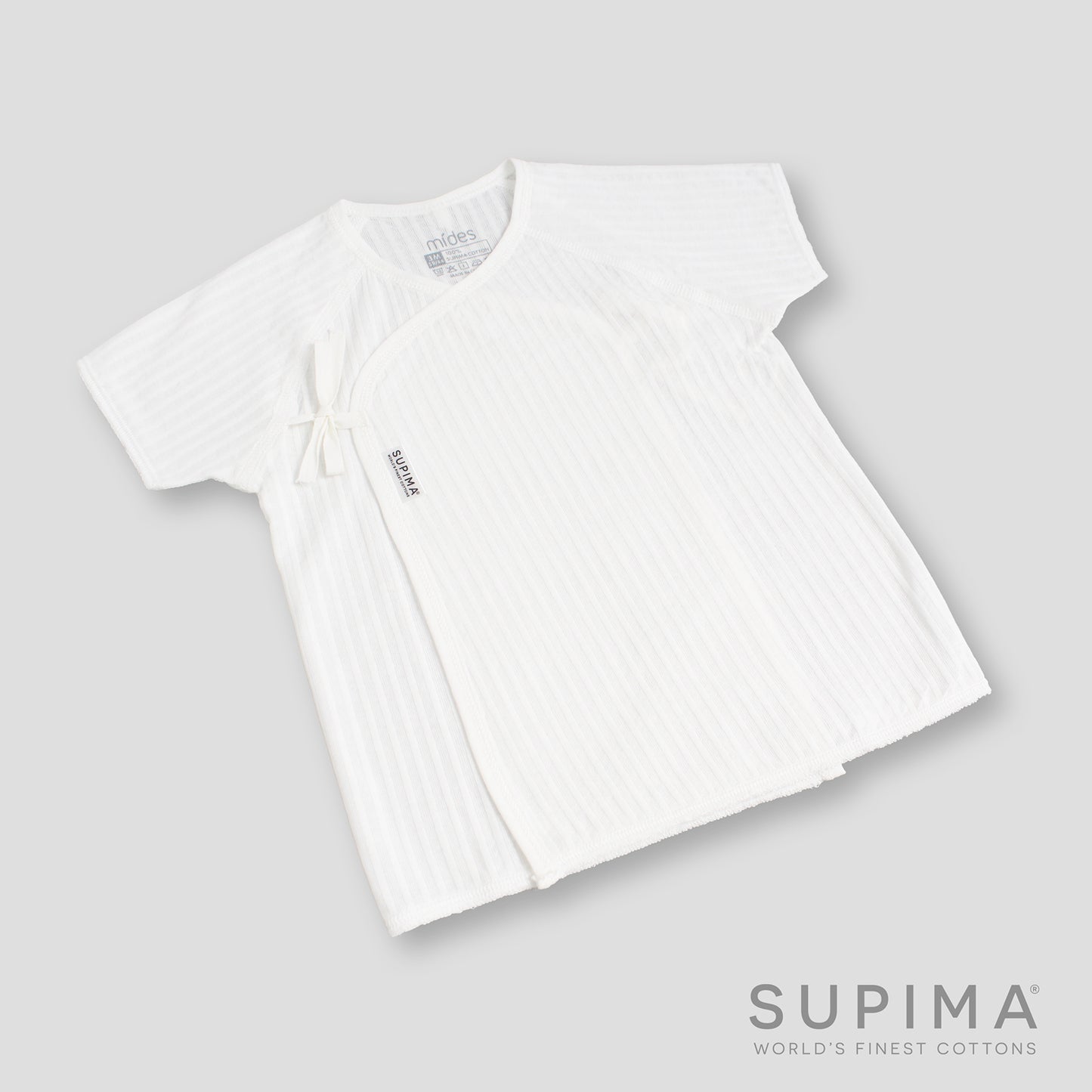 嬰兒抽坑綁帶短袖上衣 100% 美棉 Supima