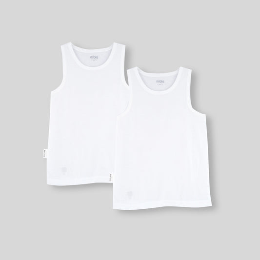 MiDes Boys Supima Cotton Tank Top 2 Pack - Ribbed - Cream