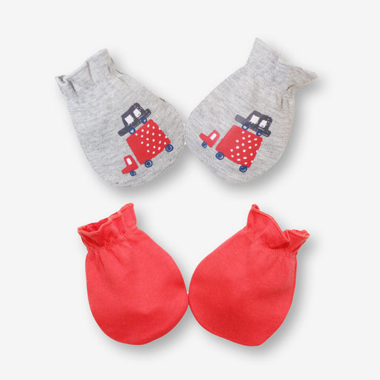 車仔  嬰幼兒
2對裝手套 (花灰/紅色)