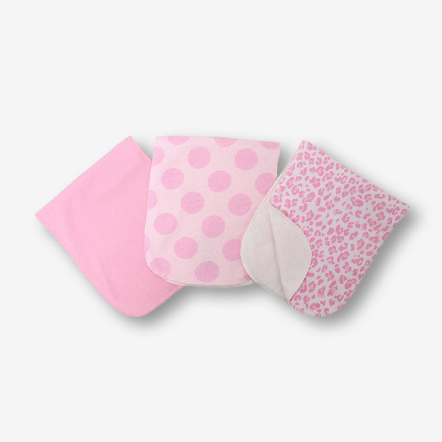 針織汗巾3件裝-粉紅色+波點+豹紋印花