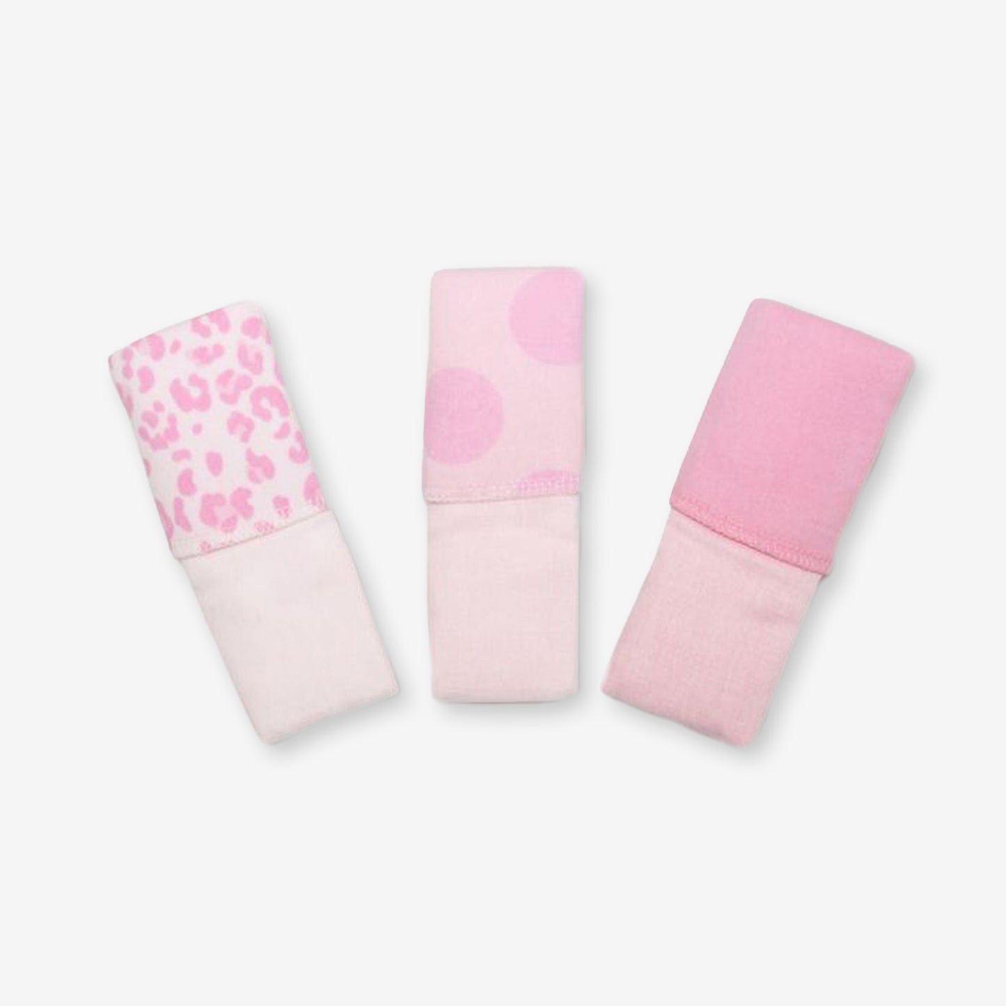 針織汗巾3件裝-粉紅色+波點+豹紋印花
