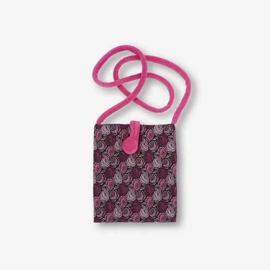 手袋-紫紅色/玫瑰花圖案