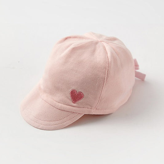 CAP帽-淺粉紅色/心心圖案