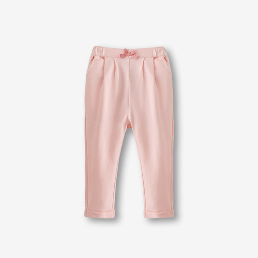 針織長褲-淺粉紅色1