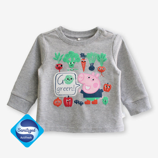 Peppa Pig Urban Farmer Double Neck Pajama Set Grey/Royal Blue Sanitized? Antimicrobial technology