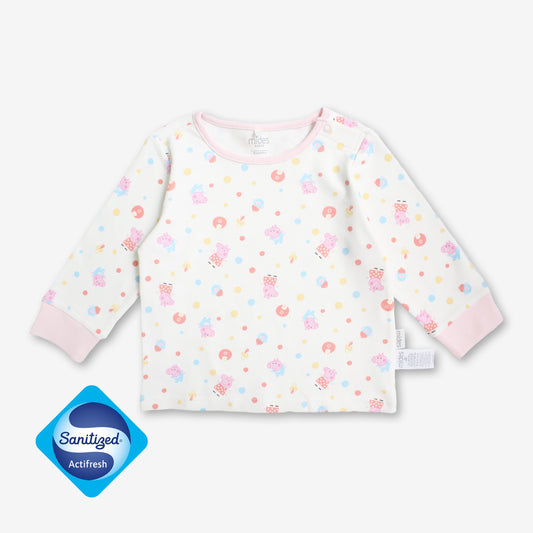 Peppa Pig My First Peppa Pig Double Neck Pajama Set Pink/White Piglet Print Sanitized?  Antimicrobial technology