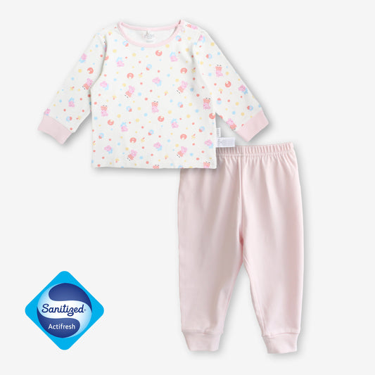 Peppa Pig My First Peppa Pig Double Neck Pajama Set Pink/White Piglet Print Sanitized?  Antimicrobial technology